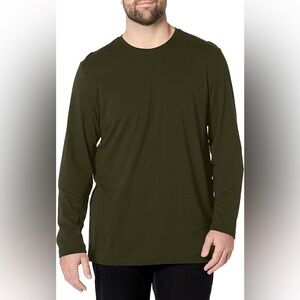 Van Heusen Olive Green Long Sleeve 100% Cotton Tee - Size L